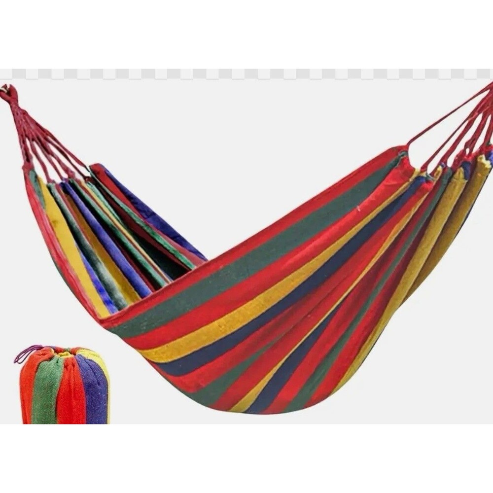Multicolor Striped Cotton Portable Kids Hammock w/ Rope 42 in